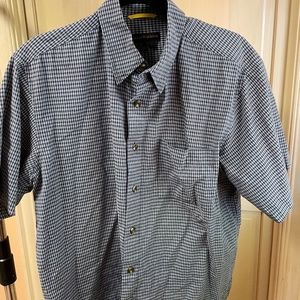 'Royal Robbins' Blue/Tan Plaid Button Down, Size Large